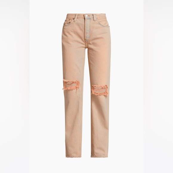 NWT Re/Done 90s Destroyed Straight Leg Orange Tint Jeans size 25 - Picture 1 of 12